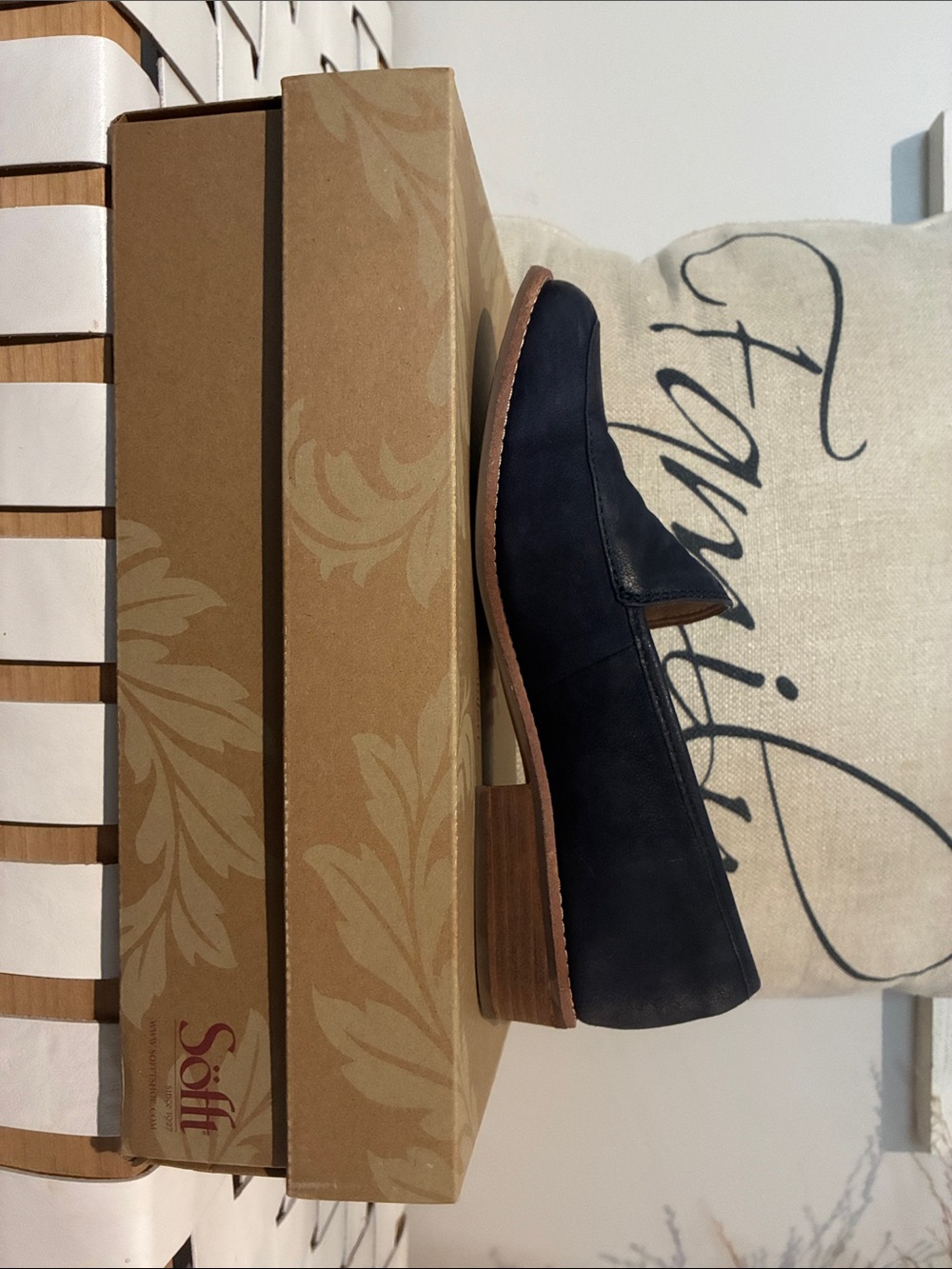 Women’s Navy Suede Slip-On Loafers